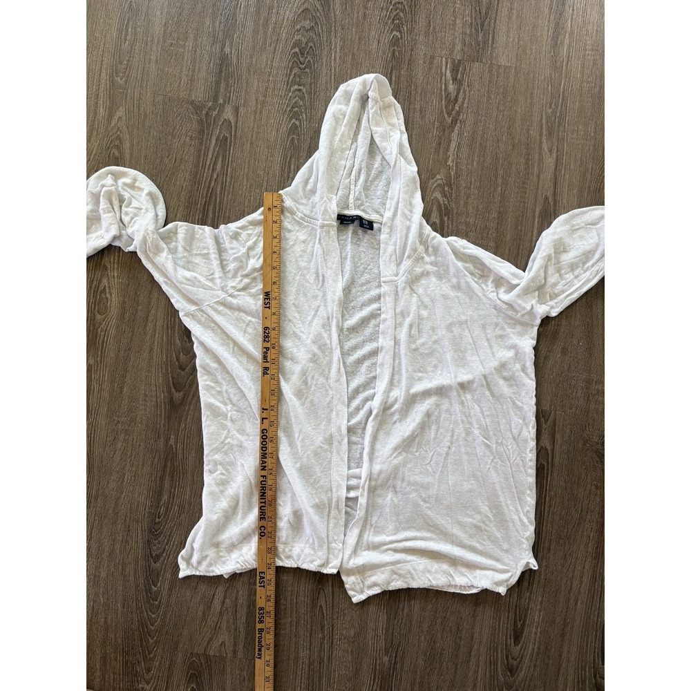 Tahari 100% Linen Open Front Cardigan Hooded Sz 1X Fisherman Coverup Coastal - Picture 5 of 5